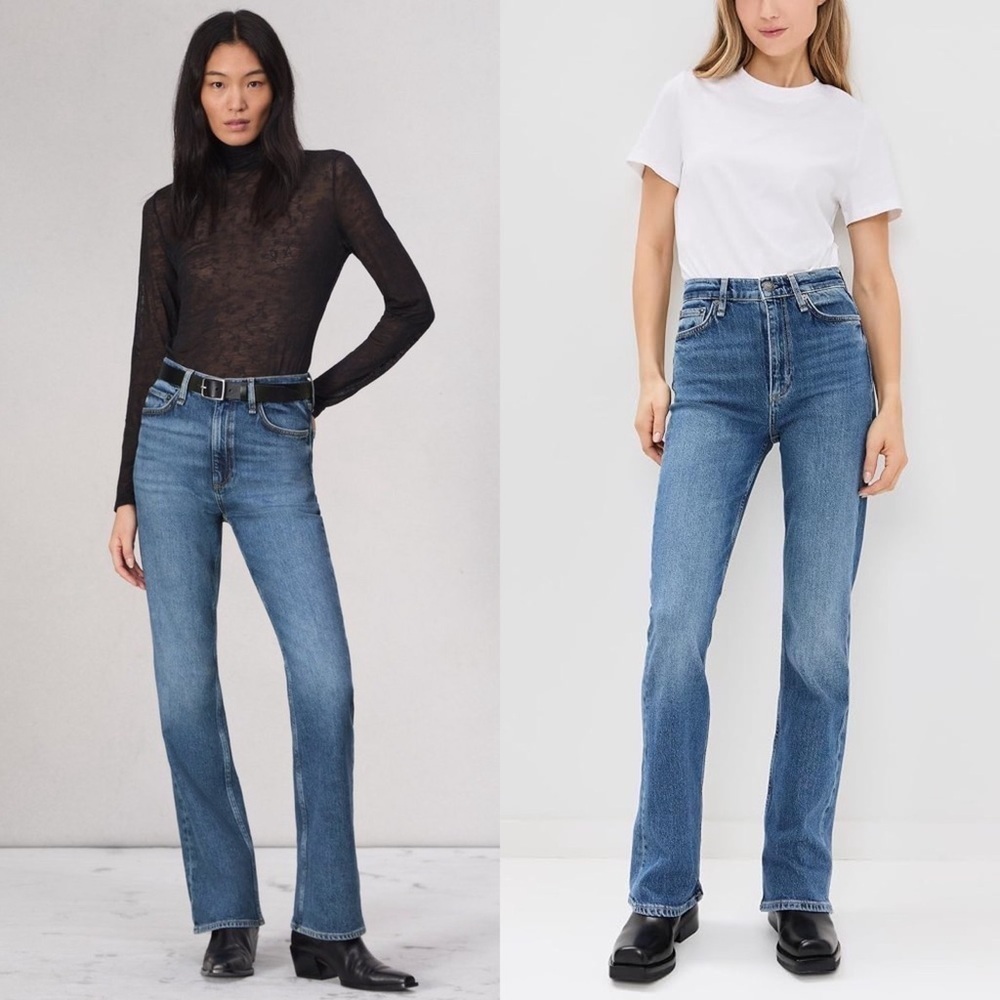 NWT PISTOLA 90s High Rise Distressed Medium Wash Denim Bootcut Flare Leg Jean 26